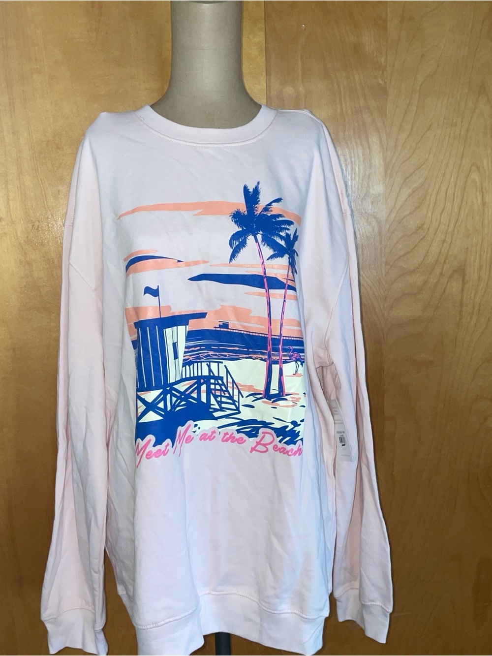 Beach -fleece lined Graphic Crewneck Sweatshirt Jerry Leigh-nwt